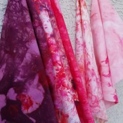 5 Fat Quarters Bundle Hand Dyed Kona Cotton Pinks Reds Purples