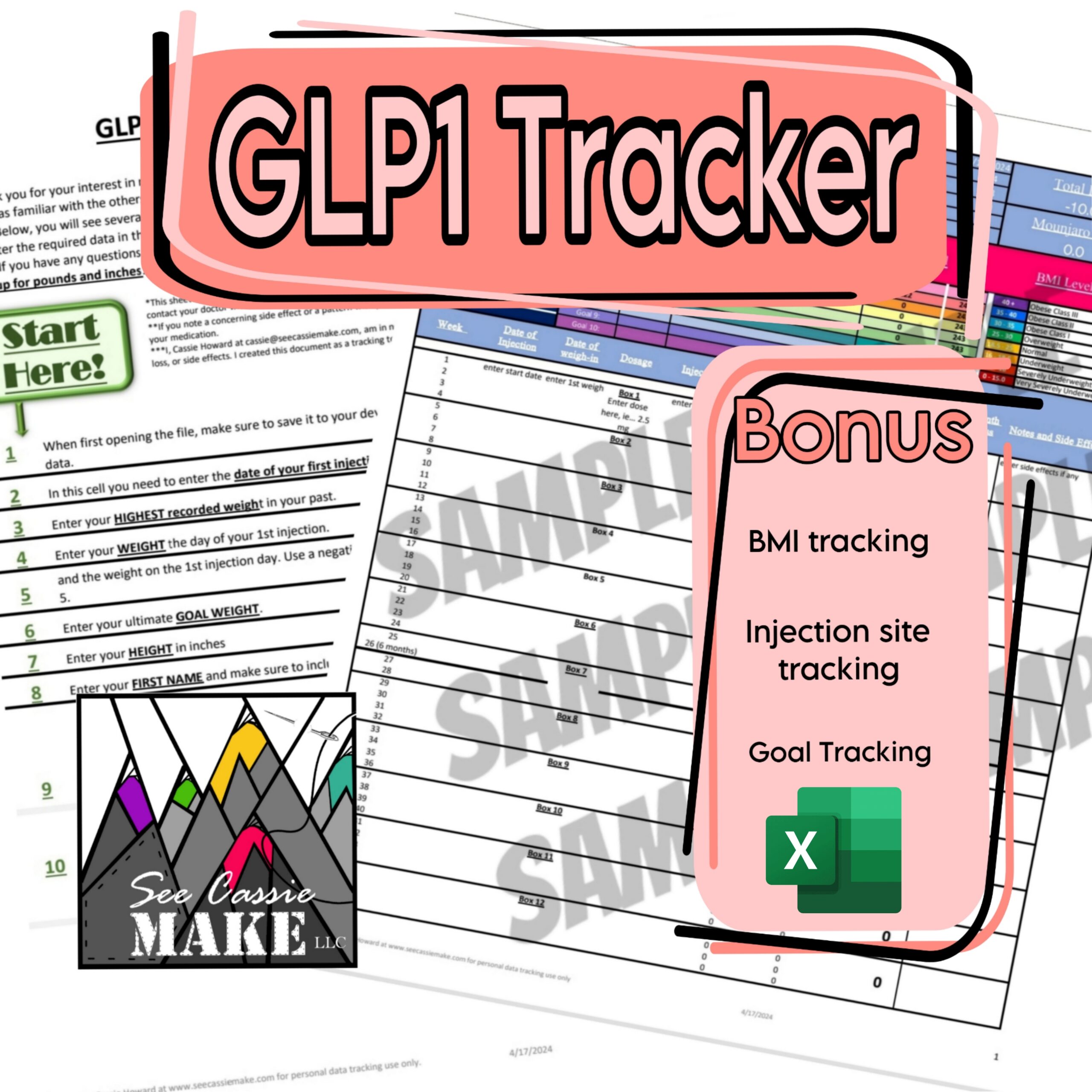 Rainbow colors GLP1 Tracker - DIGITAL